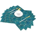 Blue Teal and Gold Modern Placemats Set of 4, Moroccan Table Mats
