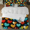 thumbnail image 2 of Pratyus Hearts Colorful Pattern 3-Piece Bedding Set for Bedroom Home Decor, Comfortable and Breathable, Romantic Valentine's Day Design 87x68in, 2 of 8