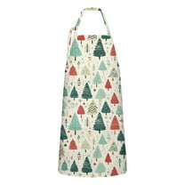 Beige Christmas Tree Apron-Garden Aprons for Women with Pockets-Cotton Linen Waterproof Kitchen Cooking Gardening Aprons Adjustable for Kitchen,Cooking,BBQ and Salon 32"x27"