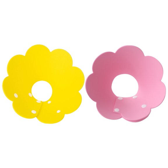 BRIGHTFUFU 2 collares isabelinos con forma de flor, antilamidos, circulares, antimordeduras para gatos (talla M, amarillo, rosa)