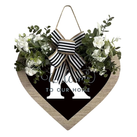 Farmhouse Heart Door Sign Customizable Last Name Decorative Hanging Welcome For Outdoor Entryway
