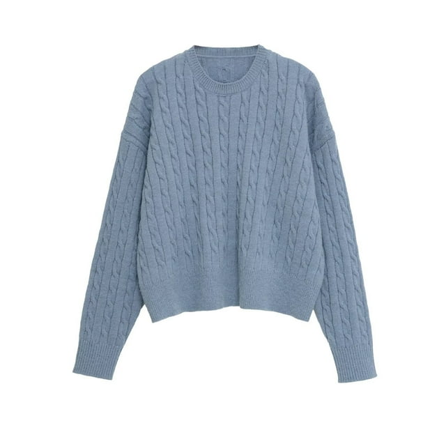 RXMEKW Chandail à Manches Longues et Col Rond pour Femmes, Haut d'Hiver Décontracté, Coupe Régulière, Beige Taille g