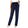 thumbnail image 4 of felwors Women's Pull-On Knit Pants with Elastic Waist Pockets Soft Comfortable Casual Trousers for Everyday Wear and Travel（Navy， S）, 4 of 4