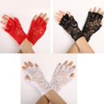 thumbnail image 4 of Boda fiesta encaje flor medio guante fiesta accesorios señora guante disfraz Negro Yuyangstore Accesorio nupcial de los guantes del cordón, 4 of 8