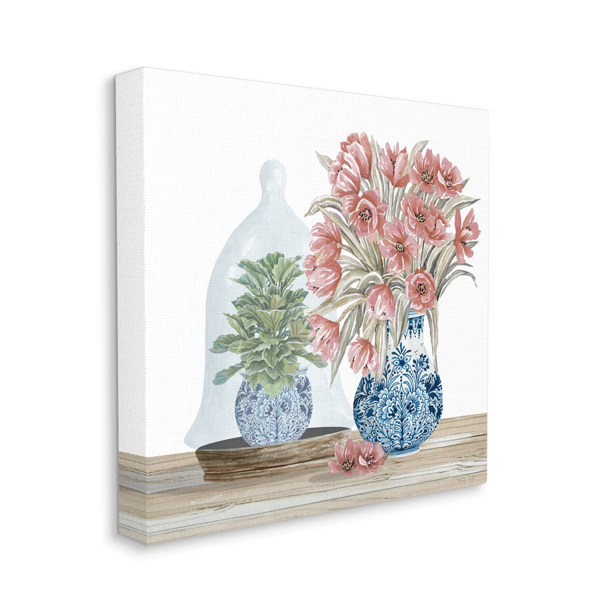 Stupell Floral Arrangement Ornate Vase Botanical & Floral Painting Gallery Wrapped Canvas Print Wall Art