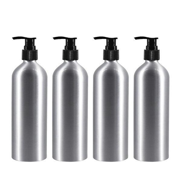 Botellas de aluminio de ducha de espiral de 4 unids Plaen botellas de loción de prensa con cabeza de bomba