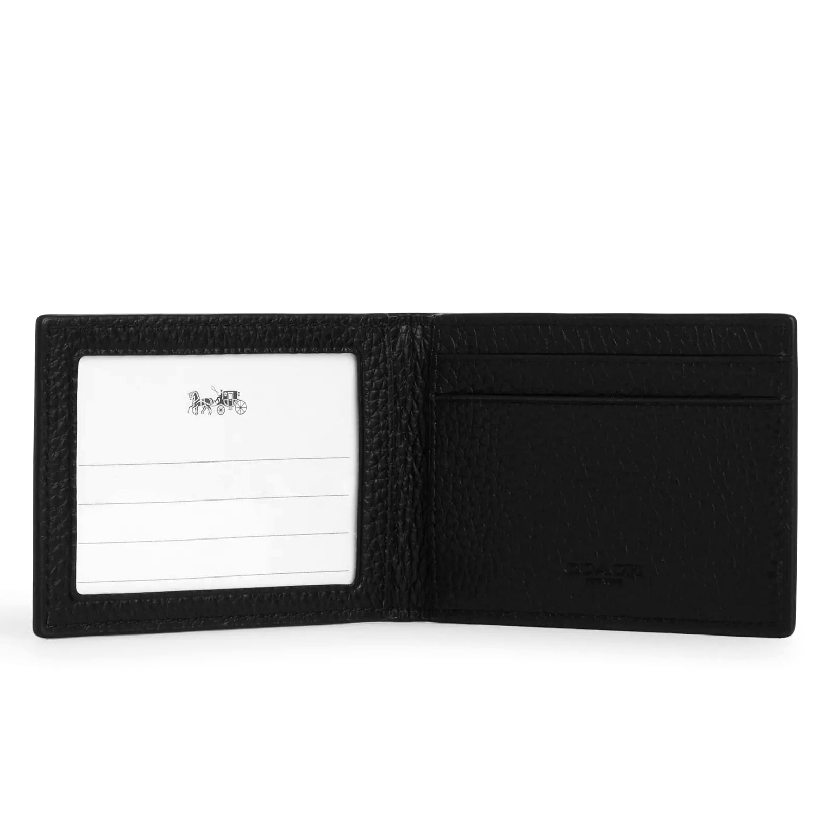 Coach Men's Small Bifold Pebbled Leather Card Case (Black