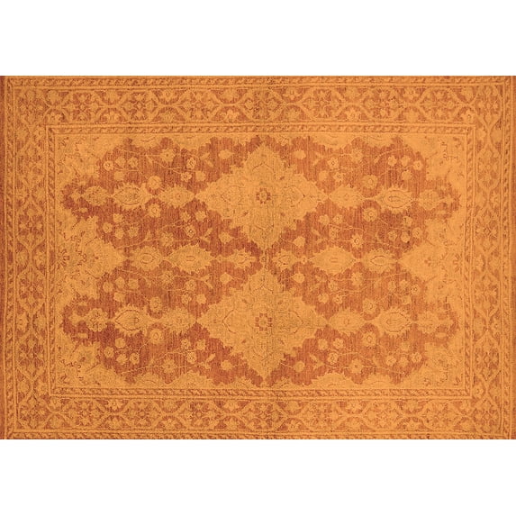 Ahgly Company Indoor Rectangle Oriental Orange Industrial Area Rugs, 7' x 9'