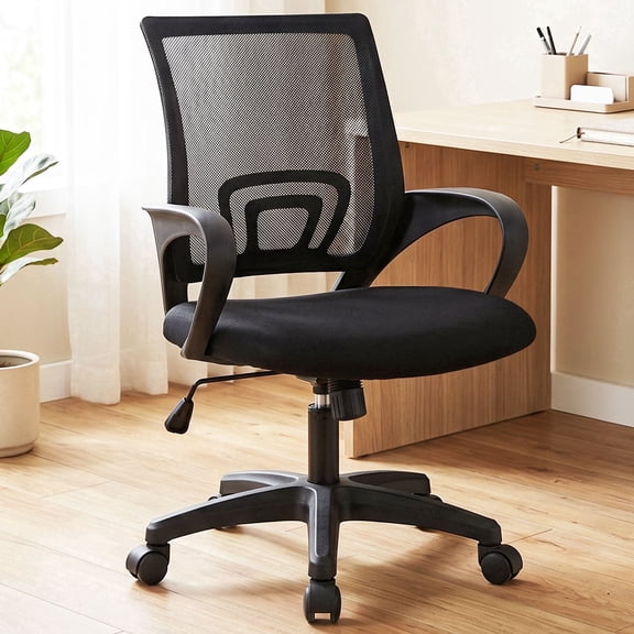 CELTOSS Office Chair, Adjustable Height, Ergonomic Lumbar Support and Armrests for Adults, Black