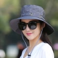 thumbnail image 4 of jiaroswwei Women Hat Solid Color Fasten String Wear-resistant Round Shape Sunscreen Lady Sun Cap Outdoor Hat, 4 of 8