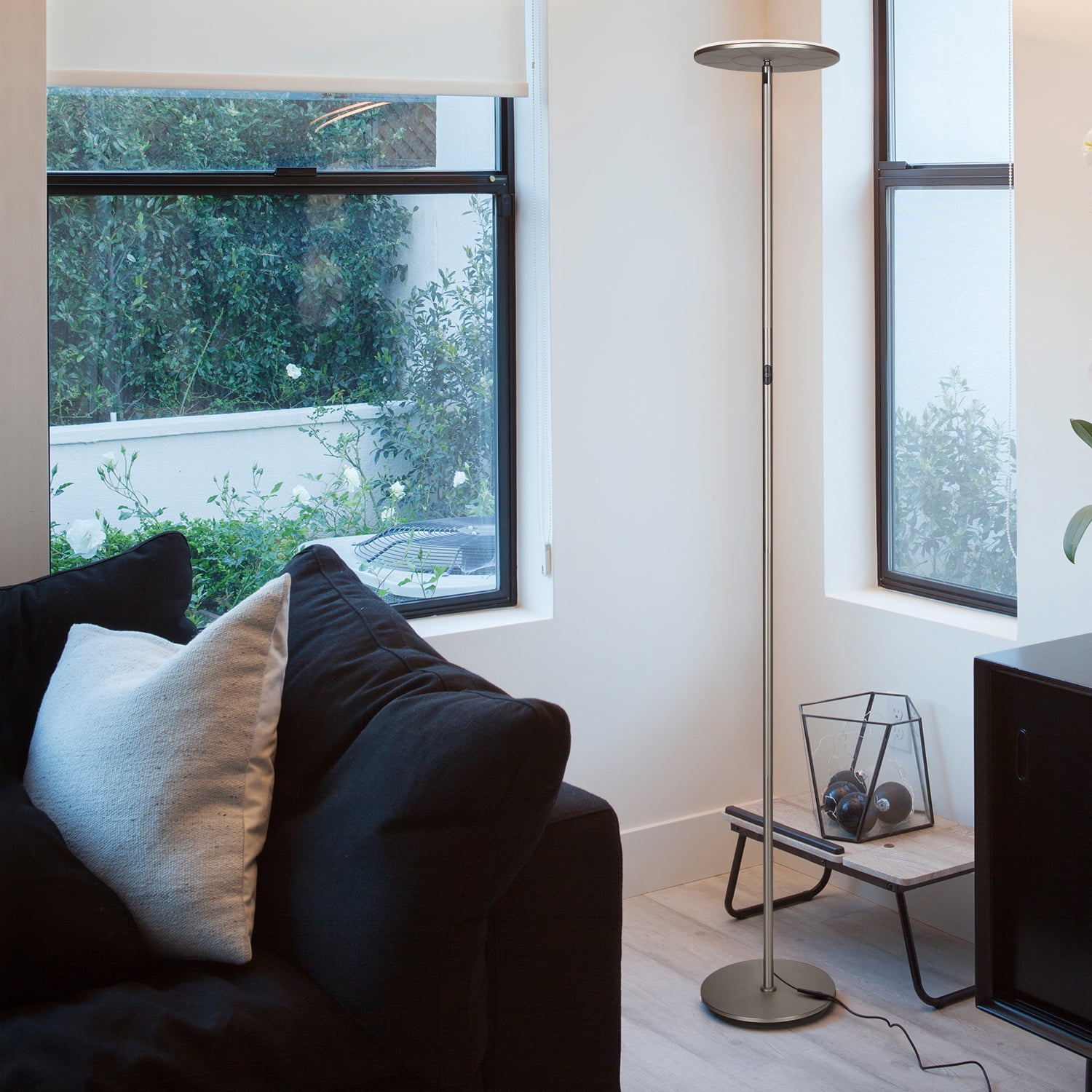 Brightech Brand Sky 30 Flux LED Torchiere Floor Lamp in Nickel Color