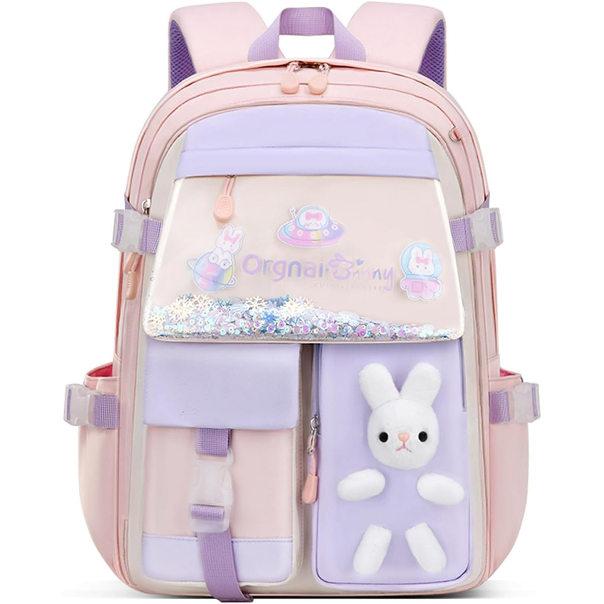 Bunny Girls Backpack for School Kawaii Kids Girls Book bags Cute Sequin School Bag for Girls