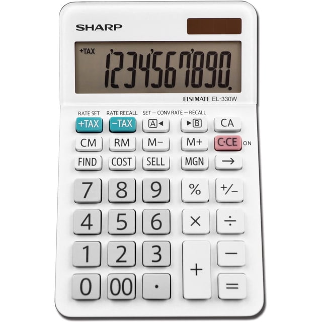 Calculadora de escritorio Sharp EL330WB de 10 dígitos con LCD