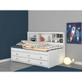 OS Home and Office Furniture Solid Pine Twin Bookcase Daybed with Six Drawers in Casual White