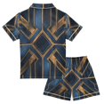 thumbnail image 2 of FORMRS Kids Short Sleeve Top and Pants Pajama Set Unisex Satin 2-Piece Sleepwear, Sizes 7-8Y, Elegant Geometric Pattern, 2 of 8