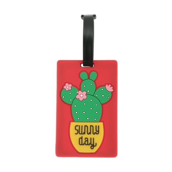 Unique Bargains 1 Pc Cactus Luggage Tag for Travelling Red Soft Rubber