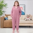 thumbnail image 2 of SwiftWear Family Christmas Matching Pajama Set Soft Flannel Warm Onesie with Cat Ears Hood, Holiday Loungewear for Adults Couples (Pink), 2 of 5
