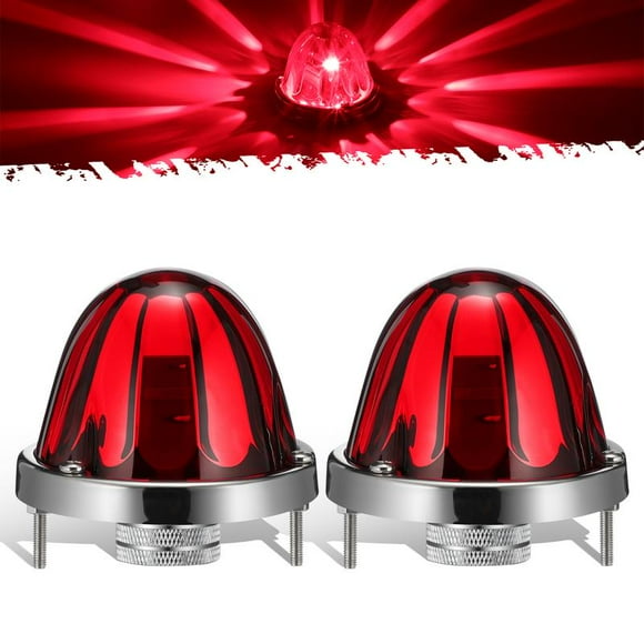 Glass Lens Led Watermelon Lights LED Side Marker Turn Signal Lights with Stainless Steel Bezel for Kenworth Peterbilt Freightliner