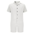 thumbnail image 4 of ZZwxWA Mens Short Sets 2 Piece Summer Beach Outfits Short Sleeve Shirts and Shorts Sets for Men Texture Button Down Shirts & Shorts Casual Vacation Set up to 45% Off, 4 of 5