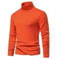 thumbnail image 3 of Leadmall Tshirts Shirts for Men Solid Pattern Casual Long Sleeve High Elasticity Turtleneck Underwear Tops Blouse Polyester Fitted Men High Neck Tshirt Turtleneck Shirts Y-5 Orange L, 3 of 7