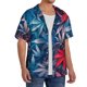 thumbnail image 2 of Balery Red And Blue Leaves Camisa Casual de Manga Corta con Botones para Hombre, Texturizada, Estilo Cubano, para Playa, Verano-3X-Large, 2 of 5