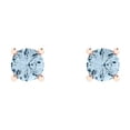 thumbnail image 3 of 0.2 Ct Round Cut Studs Blue Natural Aquamarine 14K Rose Solid Solid Gold Everyday Dainty Earrings Push Back, 3 of 7