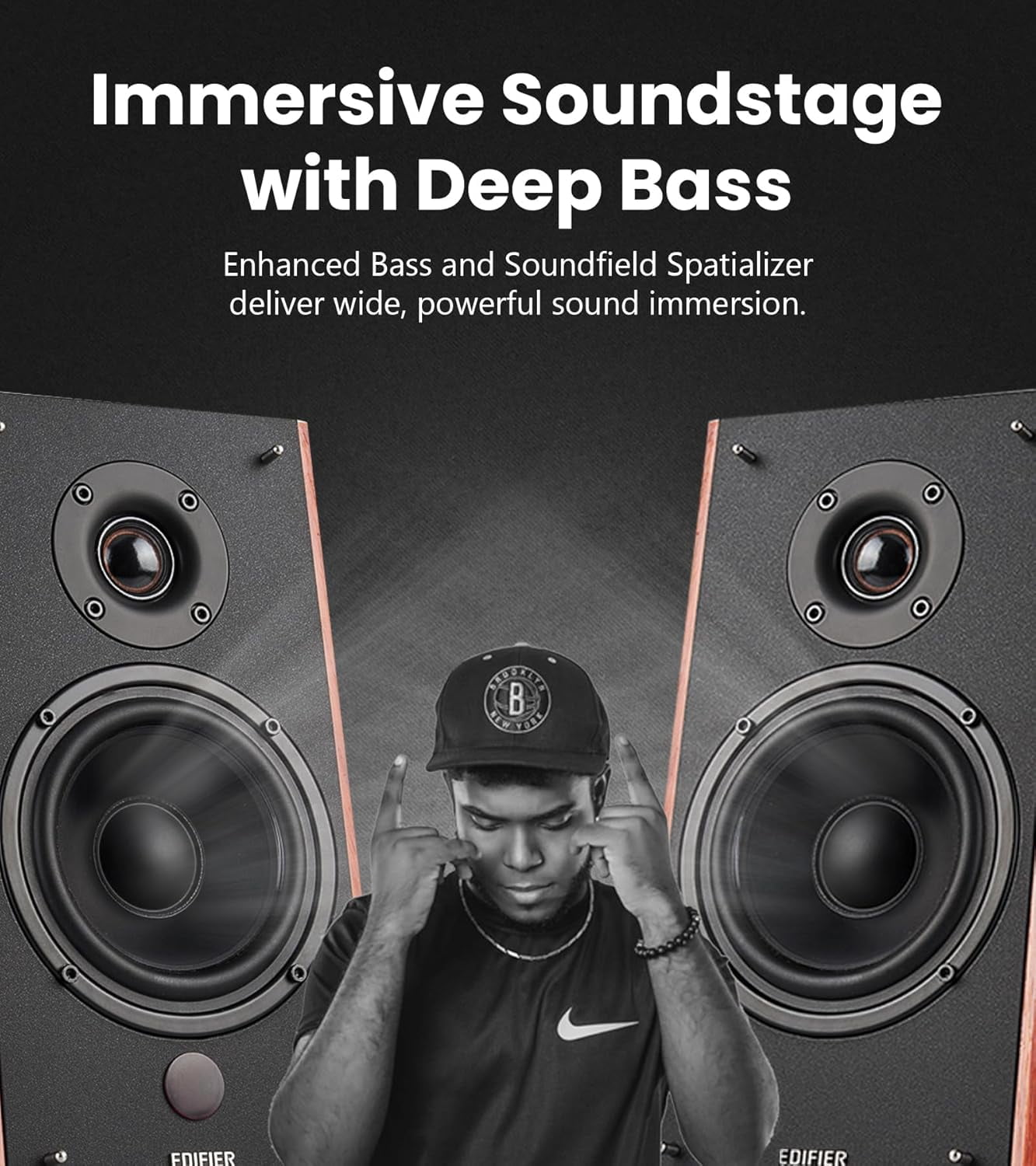 Restored Edifier R2000DB Powered Bluetooth Bookshelf Speakers - Near-Field Studio Monitors - Optical Input - 120 Watts RMS,Black (Refurbished)