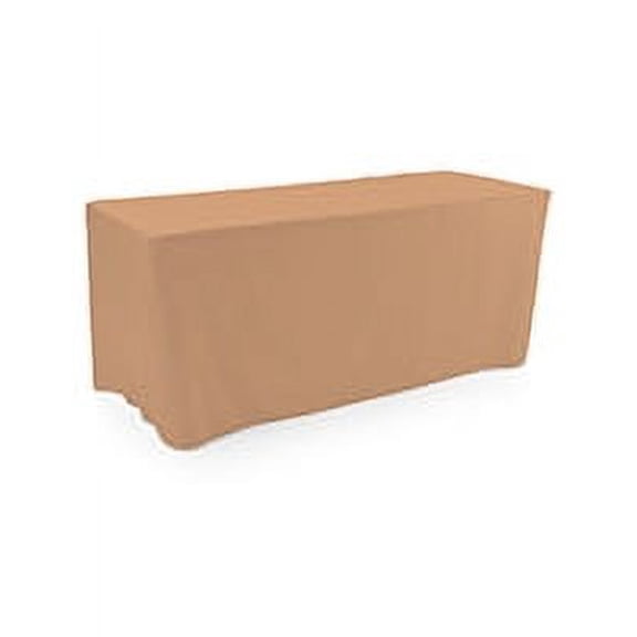 Displays2go 6' Stretch Polyester Table Cloth, Fitted Design - Tan (FT6BE)