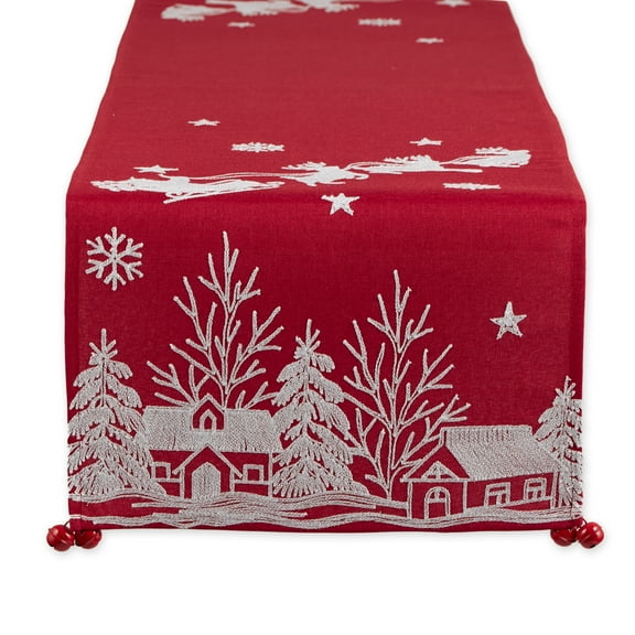Santa's Sleigh Embroidered Table Runner 14x108