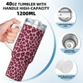 thumbnail image 3 of Fuzoiu Rose Leopard Print Print 40OZ Ice Bully Stainless Steel Insulated Cup with Handle and Straw - Perfect for Travel and Sports, 3 of 8