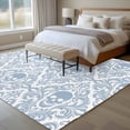 thumbnail image 5 of 8x10 Washable Area Rug, Baroque Style Non-Slip Extra Large Rectangle Rug for Living Room Bedroom, Grey Blue Skull Classical Floral Mysterious Indoor Floor Mat for Home Decor, 5 of 9