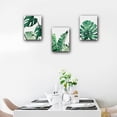 thumbnail image 4 of 3 Panels Framed Canvas Wall Art Painting Green Leaf Simple Life Pictures Wall Decor Tropic Monstera Plant Watercolor Artwork Easy to Hang for Home Bathroom Office Wall Decoration 12x16 inch, 4 of 5