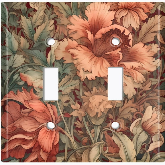 Metal Light Switch Wall Plate Outlet Cover (Printed Image of Foliage - Double Toggle)