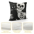 thumbnail image 4 of Cat Lovers Gift，White Skull and Black Cat Pillow Covers Hallowmas Thanksgiving Farmhouse Outdoor Cat Lovers Room Throw Pillowcase Flannel Sofa Couch Decorative Cushion Case, 4 of 5