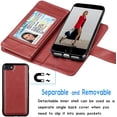 thumbnail image 3 of Tekcoo Wallet Case for iPhone SE 2 2020 / iPhone 7 / iPhone 8, Luxury Pu Leather Card Slots Holder Carrying Folio Flip Cover [Detachable Magnetic Hard Case] Kickstand & Hand Strap, 3 of 6