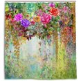 thumbnail image 3 of FREEAMG Flower Shower Curtain, Abstract Herbs Weeds Alternative Medicine Blossoms Ivy Back Florets Shrubs Design, Fabric Bathroom Decor Set with Hooks, 60×72 inch, 3 of 3