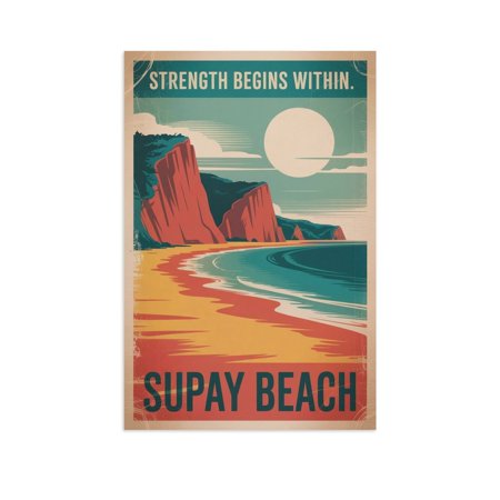Retro Supay Beach Poster Inspirational Motivational Vintage Travel Wall Art for Classroom Cultural Library Workspace Print Poster