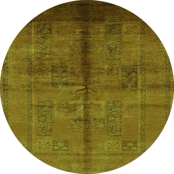 Ahgly Company Indoor Round Oriental Green Industrial Area Rugs, 3' Round