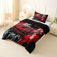 thumbnail image 3 of Castle Fairy Graffiti Red Sports Car Twin Comforter Sets 3-Piece for Teens, Splatter Print Bedding Set for Bedroom, Red Black,Black Reversible, 3 of 6