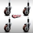 thumbnail image 2 of 3.5 Inch SS Maroon Poly Wheel Swivel 1-1/8 Inch Expanding Stem Caster Set SCC, 2 of 2