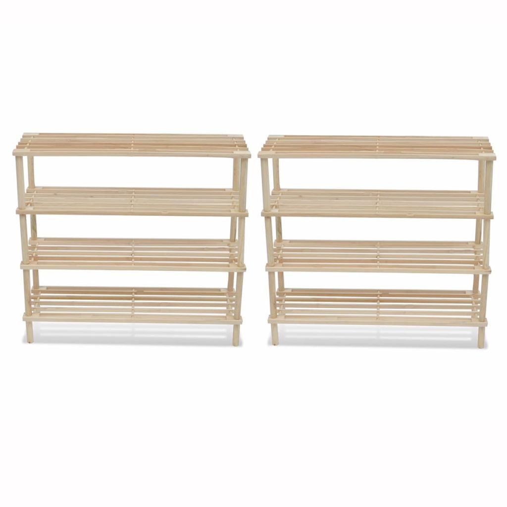 Kepooman 2 Pcs 4-tier Solid Wood Shoe Racks for Living Room Hallway, Beige