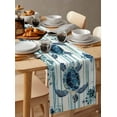 thumbnail image 6 of Teal Blue Turtle Coastal Table Runner 120 Inches, Vintage Stripe Beach Botanical Bed Runner Dresser Scarves Tabletop for Indoor Outdoor Parties/Ceremony/Banquet, 13"x 120", 6 of 8