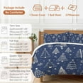 thumbnail image 6 of Abstract Christmas Tree Comforter Set Full Size, Lines Trees Navy Background Winter Soft Bedding Set for Man Woman, 4 Pieces Duvet Cover Set with Fitted Sheet, 2 Pillowcases, 6 of 9