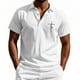 thumbnail image 1 of Blusa y camisa de manga corta con cuello vuelto para hombre, color liso, moda de verano, estampado informal, manga corta, botones, cuello vuelto, bolsillo, camisa de poliéster para hombre, 1 of 9