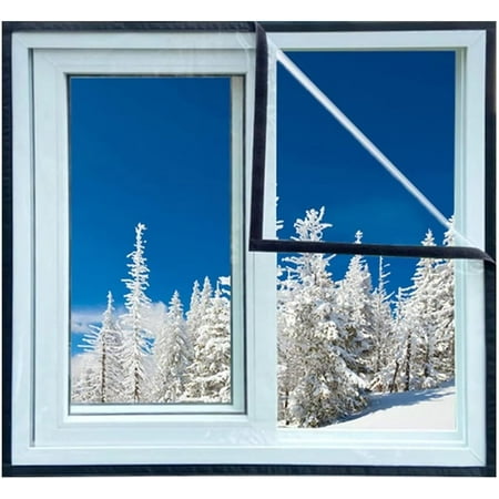 

Window Insulator Kit TPU Material Transparent Tarp Insulation Film Self-Adhesive Winter Windproof Screen Keep Cold Air Out80x110cm(31.5x43.3in)Black