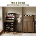 thumbnail image 3 of Advwin Sewing Cabinet with Foldable Tabletop, Thread Organizer Shelves, LED Light & Charging Station, Space-Saving Craft Table for Sewing, Quilting, Sewing Station for Small Spaces, Walnut, 3 of 9