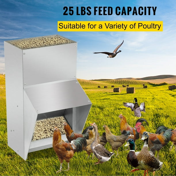 Comedero de aves de corral VEVOR Galvanizado Capacidad 25 libras 12.9x8.3x18.9in