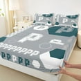 thumbnail image 3 of Homewish Personalized Initial Alphabet P 4 Pieces Queen Sheet Sets For Children Teens Adults,Letter Monogrammed Ultra Soft Flat Sheet,Abstract Retro Hexagon Queen Fitted Sheet, 3 of 7