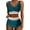 Dark Green, variant on Huowey Women Swimwear High Waisted Bikini Sets 2PCS High Cut Bathing Suits Athletic Color Block Swimsuits Boho Bathing Suit Honeymoon Cruise Trendy Wear