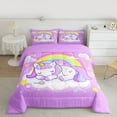thumbnail image 2 of Feelyou Kawaii Sleeping Unicorn Queen Comforter Set, Fairy Tale Galaxy Bedding Sets, Teens Kids Boys Girls Reversible Bedding Comforter Set, Luxury Bedroom Decor, 3pcs, 2 of 8